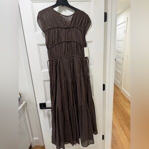 Chic Brown Tiered Maxi Dress